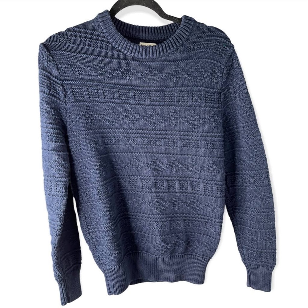 Men’s J. Crew Cotton Sweater Guernsey Stitch medium M navy blue